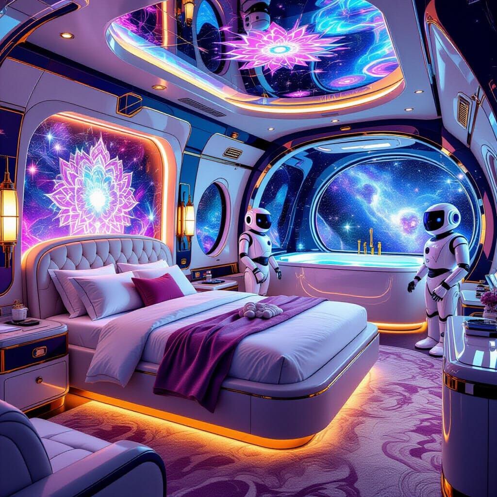 Princess Private Jet Interior with Robot Servants