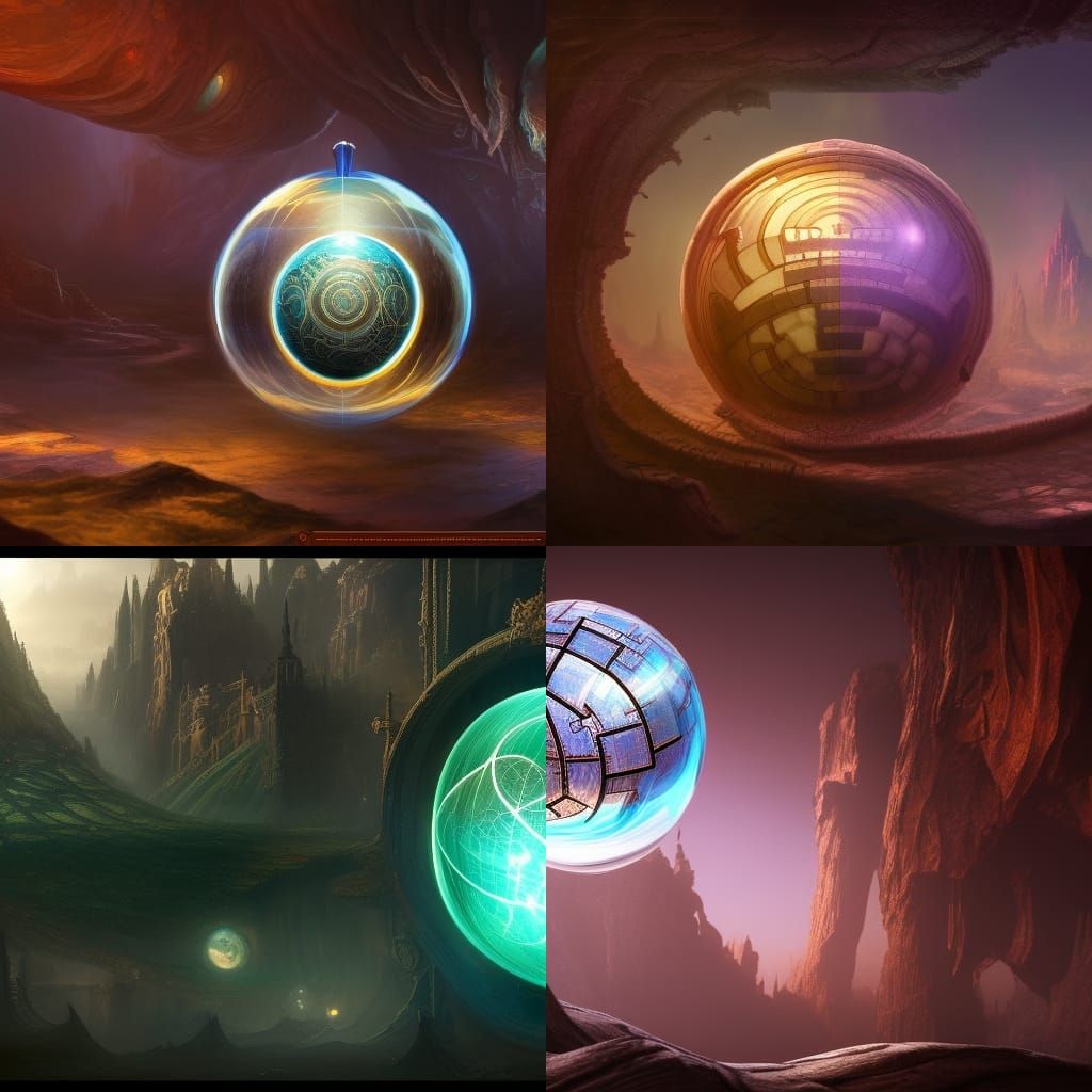 Glass Sphere with Labyrinth: Fantasy Concept Art