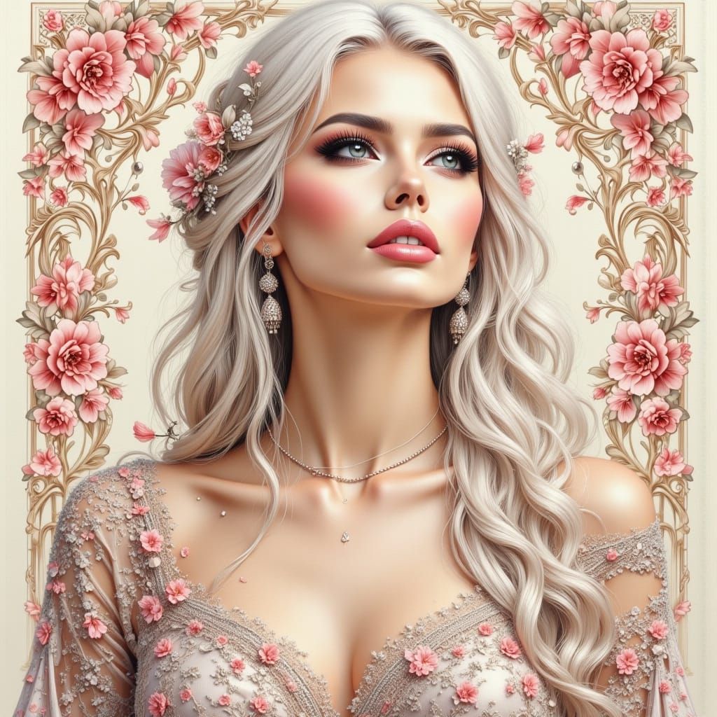 Gentle Lady in Diamond Dress, Pop Art Style