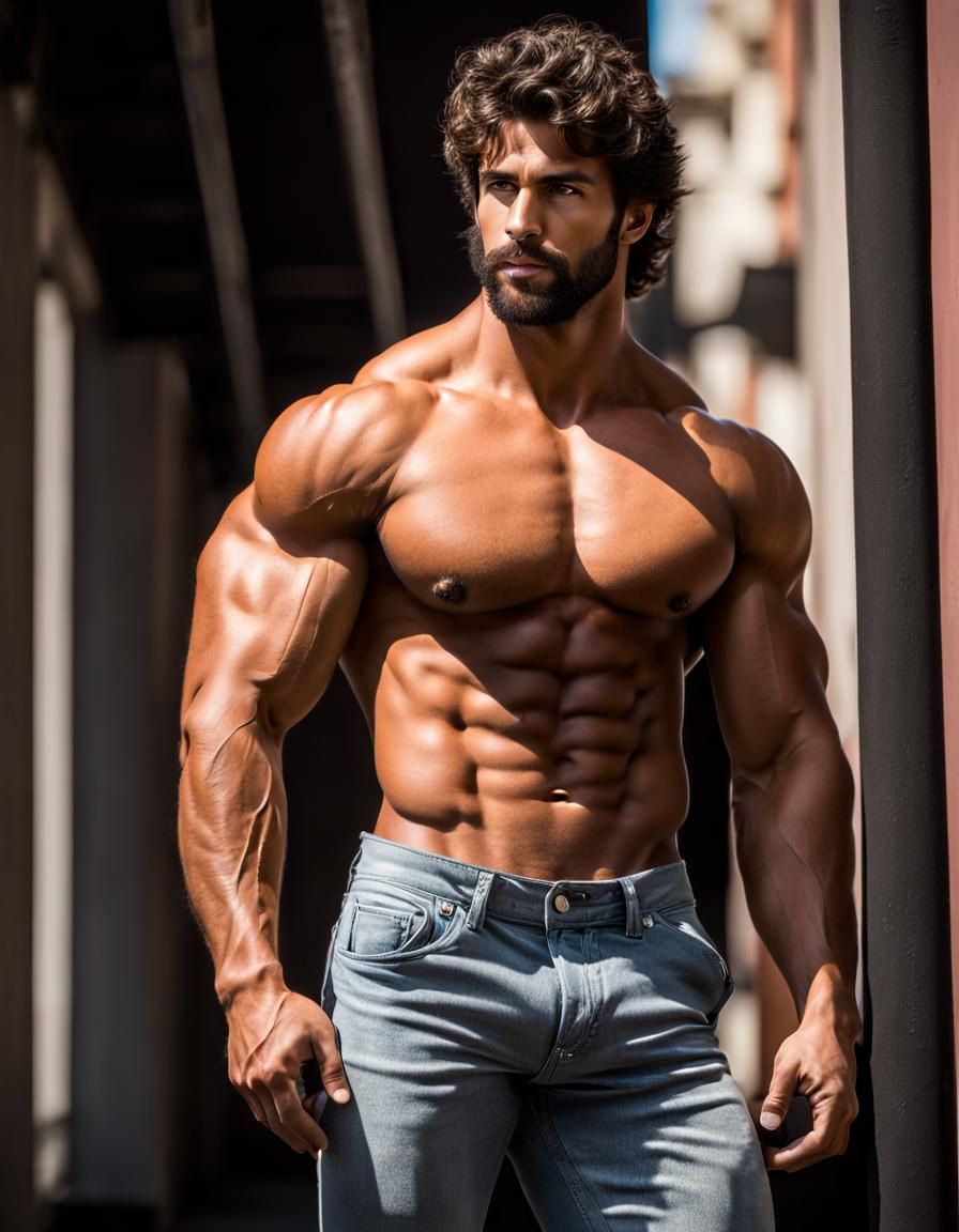 Scruffy Bodybuilder in Casual Pose