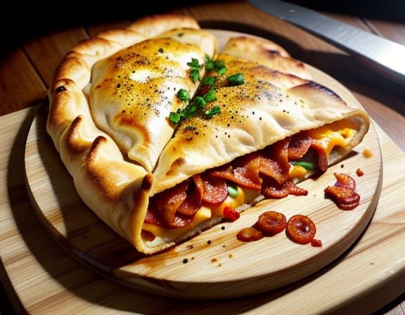 Delicious Pepperoni Calzone Food Photography