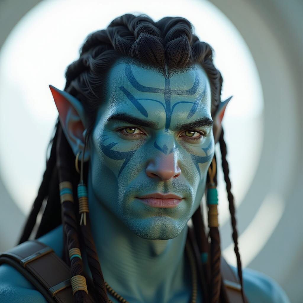 Hyperrealistic Close-up of Jake Sully in Natural Light