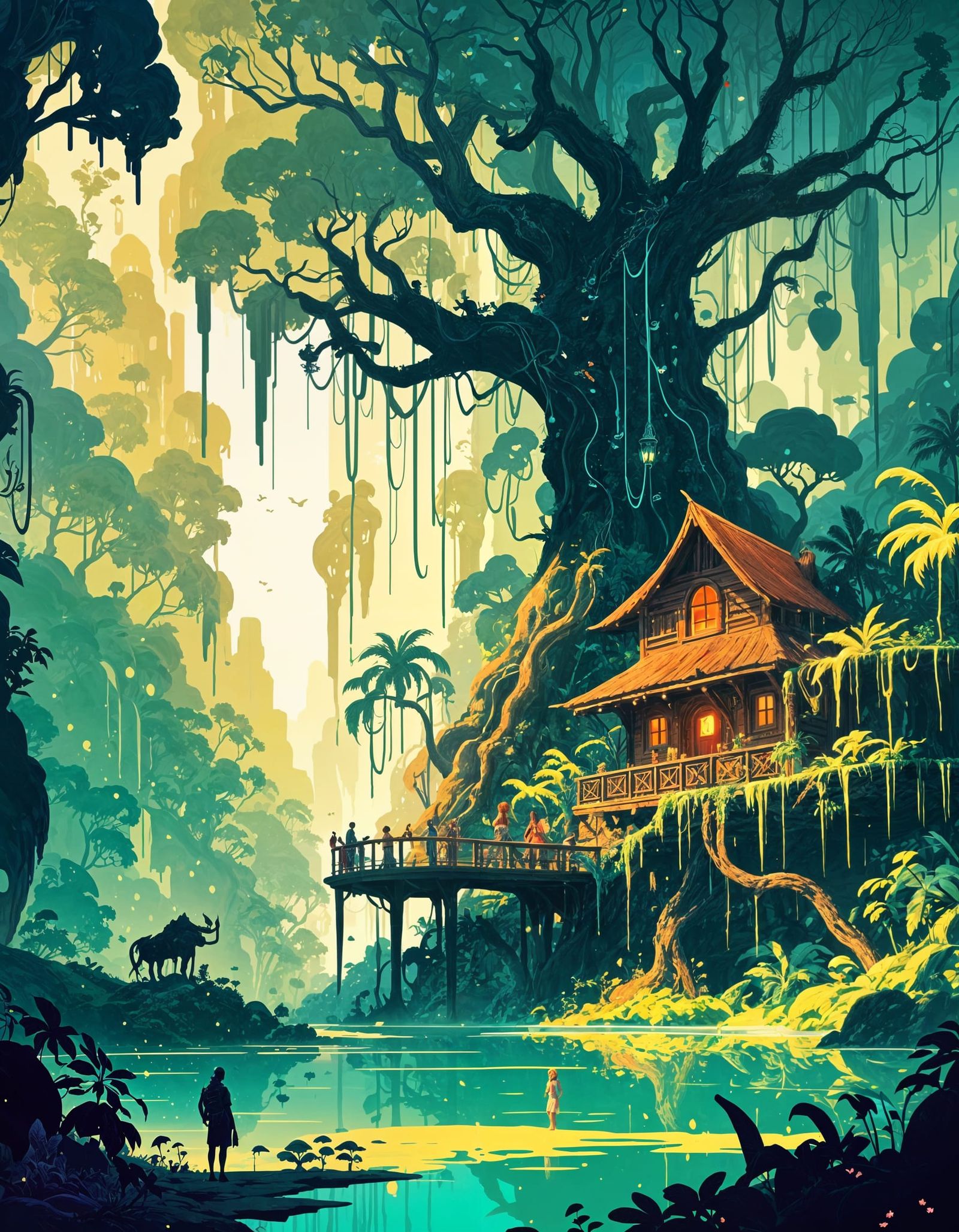 Eerie Jungle Scene in Gilleard and Sarrailh Style