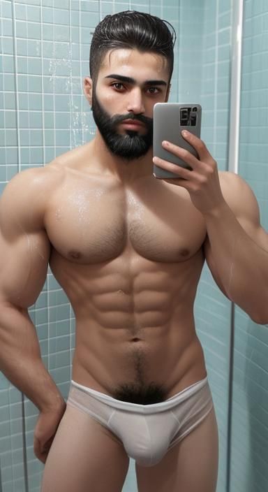 Fit Syrian Man Poses in Shower