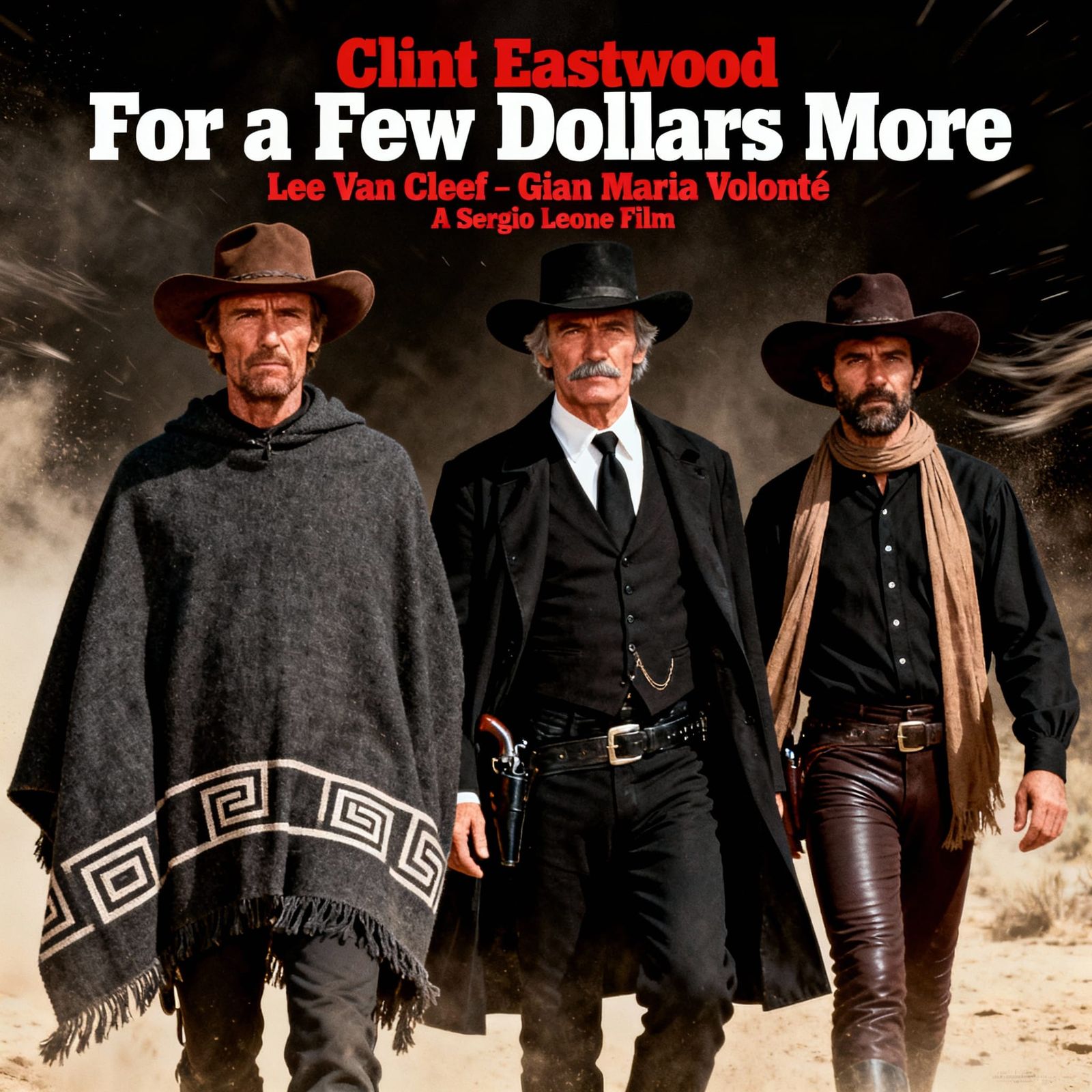 Spaghetti Western Movie Poster: Eastwood, Van Cleef, Volonté