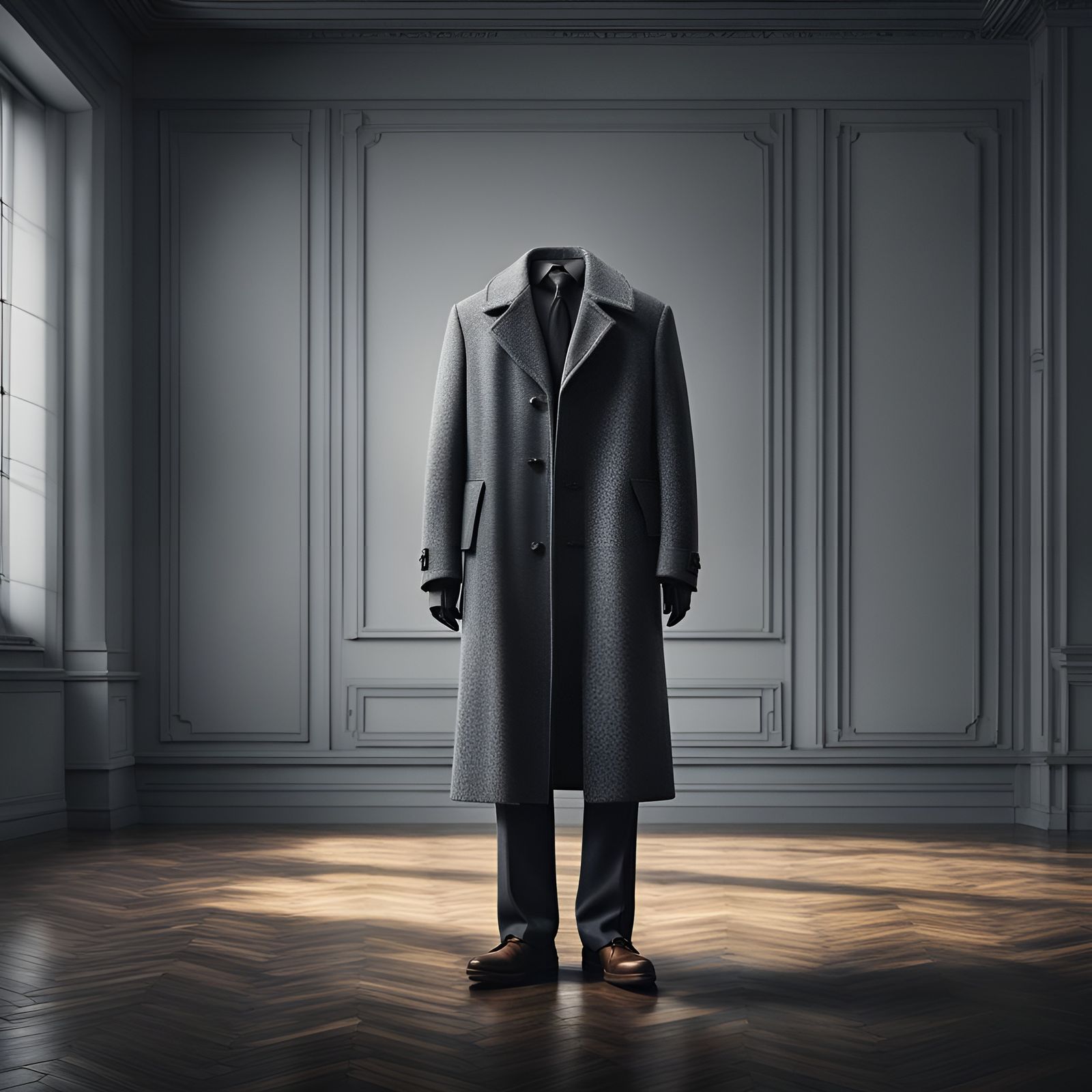 Hyperrealistic Empty Overcoat of Invisible Person