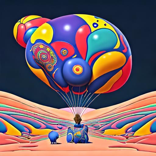 Elephant Balloon in Prairie Moonscape: Neo-Primitivism