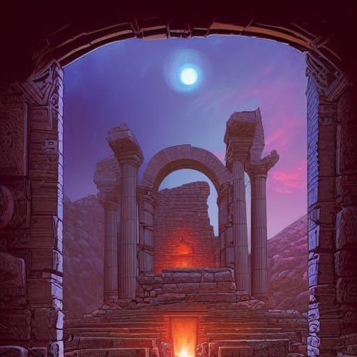 Ancient Spirit World Ruins: Comic Book Art