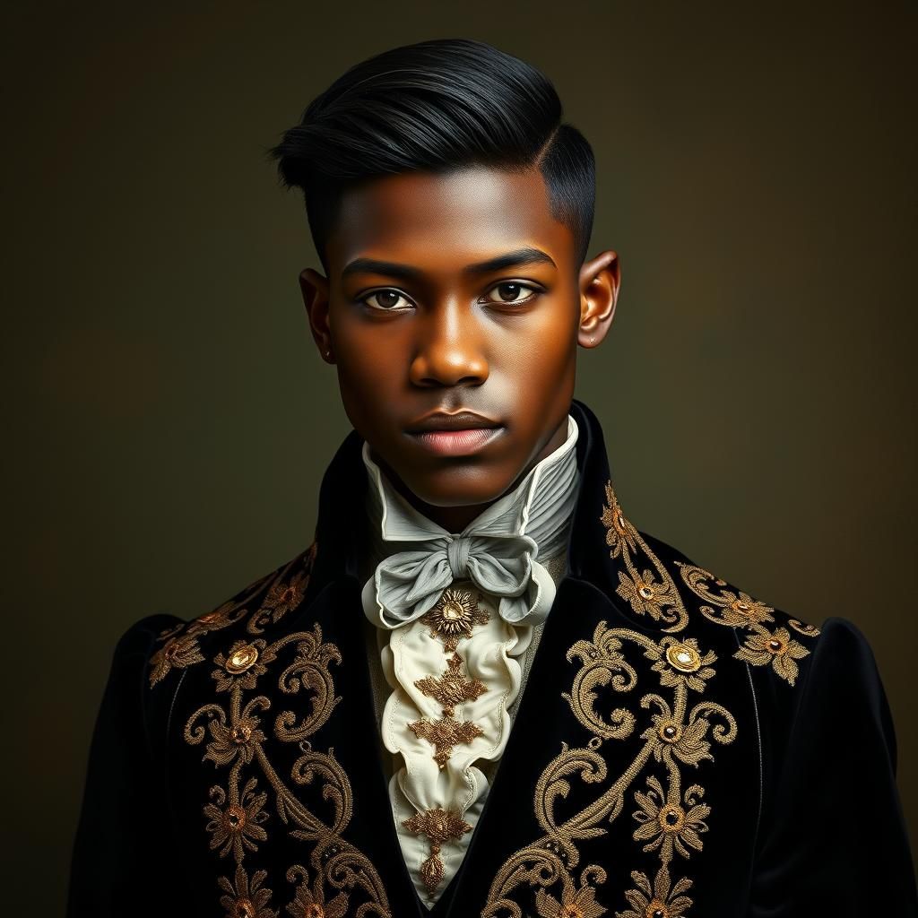 Elegant Young Man in 1800s Court Dress Portrait