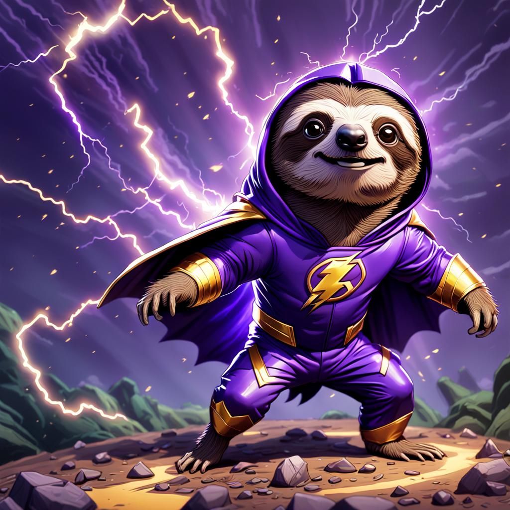 Sloth Superhero in Comic Book Style