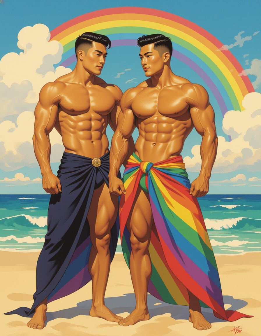 Surreal Beauty of Pride: Gay Couple in Masterpiece Art