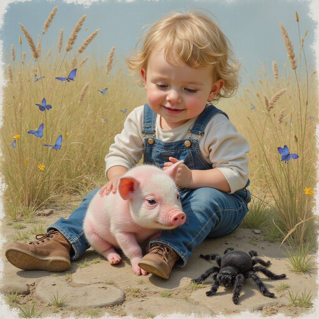 Charming Friends in a Whimsical Wet Wash Style