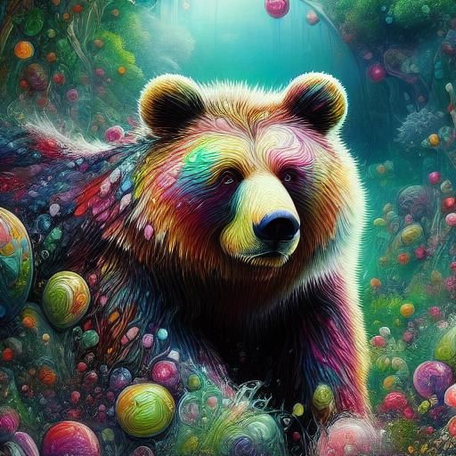 Lost Bear Cub in Jungle, Pixar Style