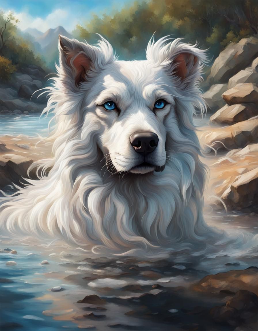 Regal Dog Named Stormy at Hot Spring