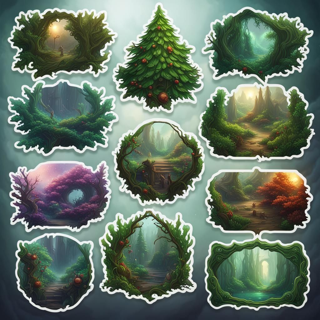Festive Yuletide Greenery Graphic Art Stickers