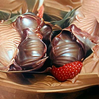 Chocolate Strawberries in Oil Painting Style