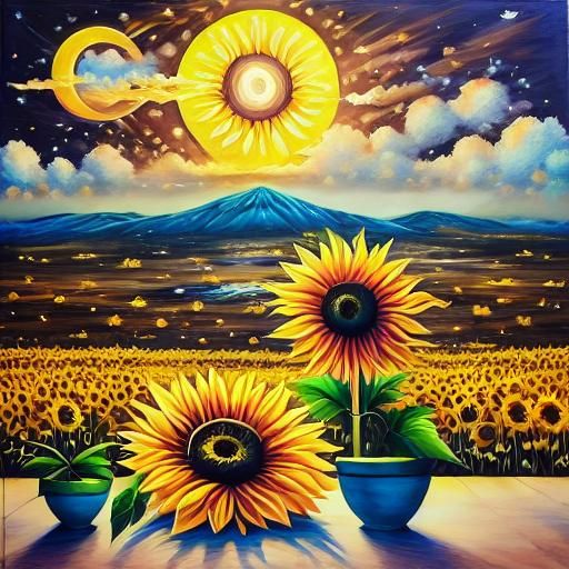 Sunflower Sun and Cheese Moon Optical Illusion