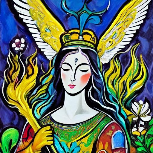 Fauvist Angel Stabbing St. Teresa of Avila