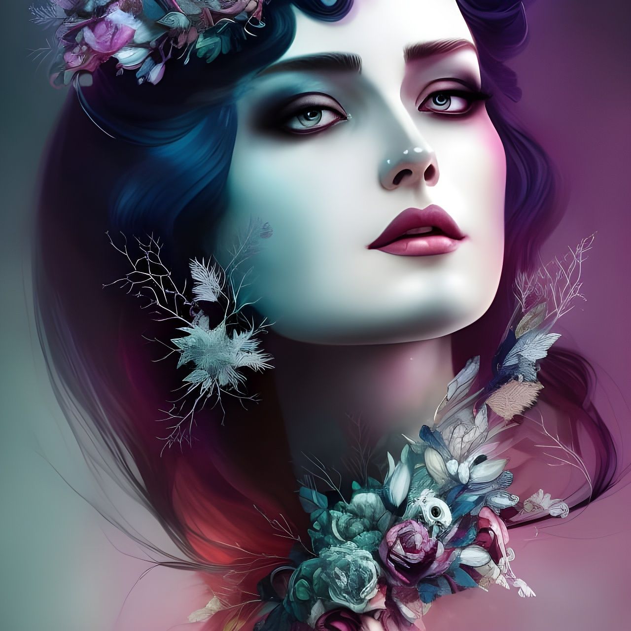 Sinister Frost Queen Portrait in Dual Color Scheme