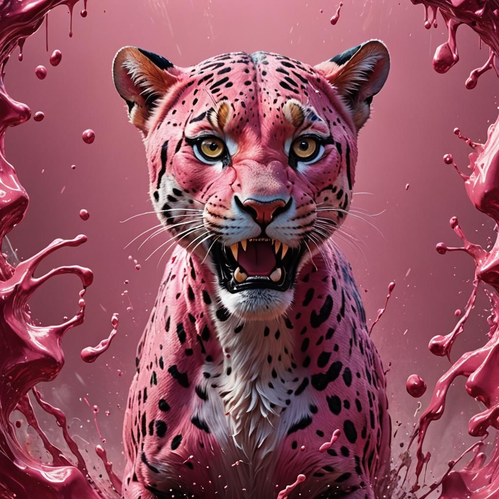 Hyperrealistic Pink Panther Splash Art