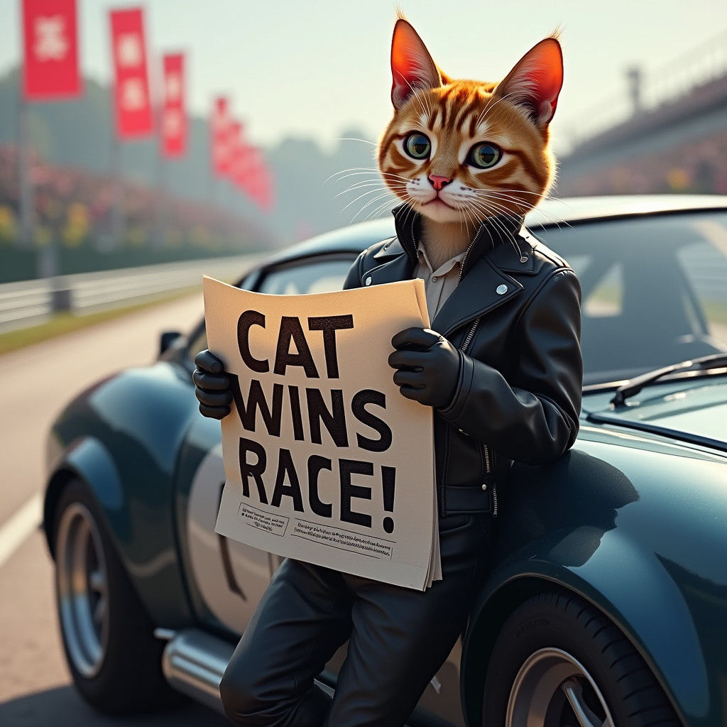 Suave Cat Celebrates Race Victory