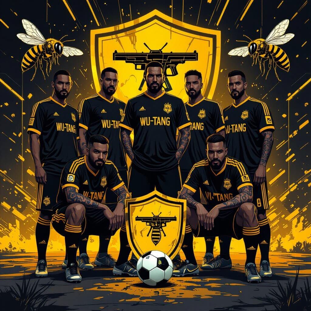 Futuristic Soccer Team with Killer Bee Graphics