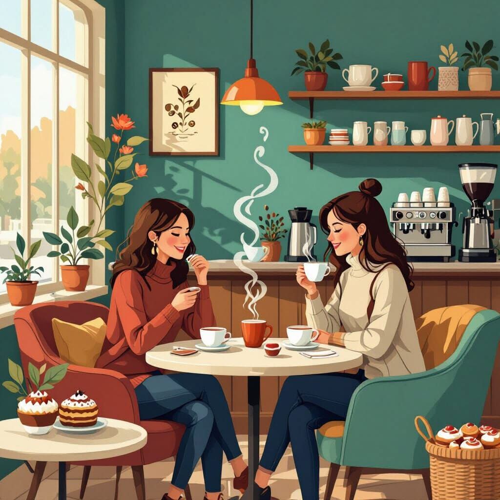 Cozy Home Coffee Shop in Vibrant Vector Design