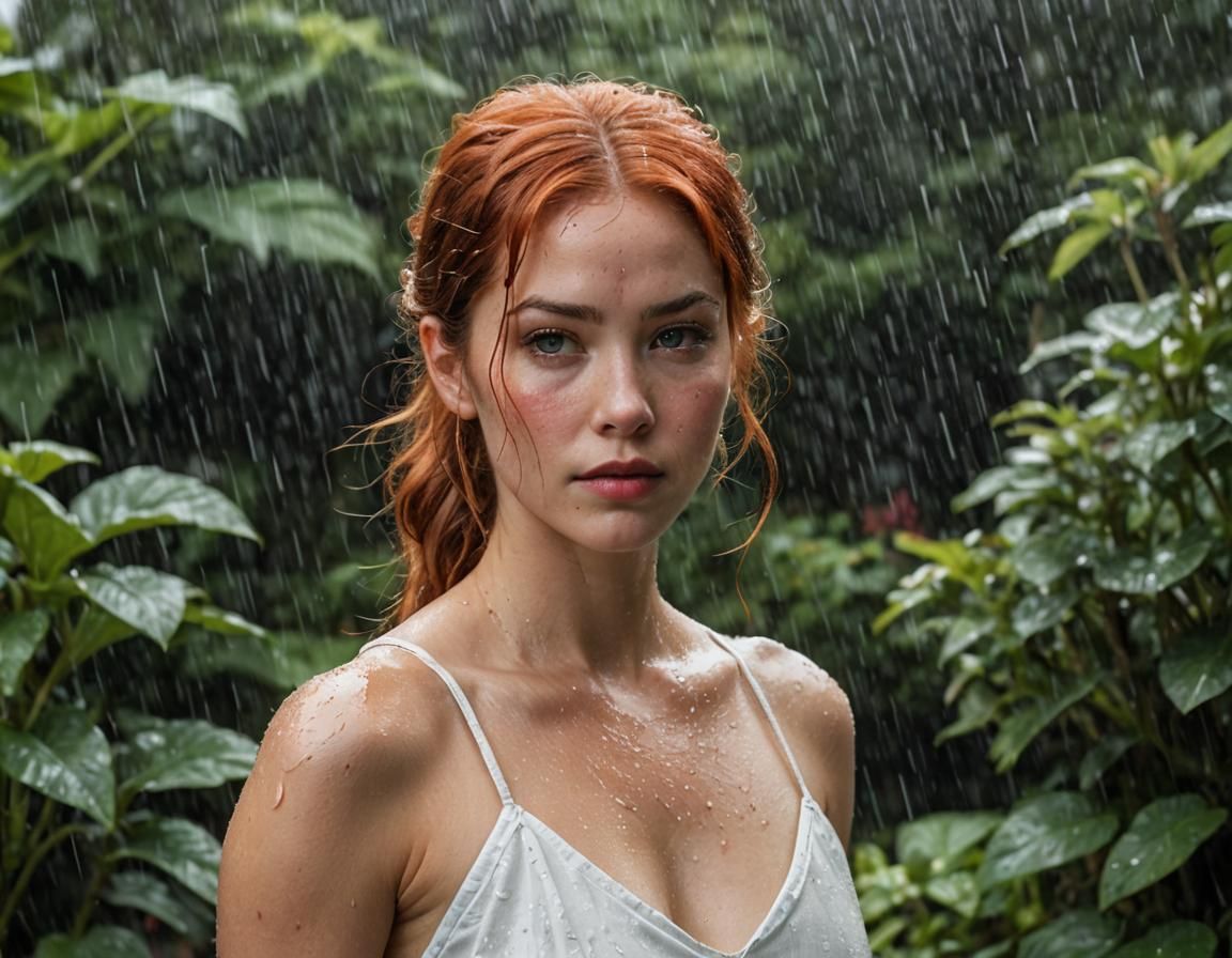 Rain-Kissed Beauty: A Photorealistic Impression