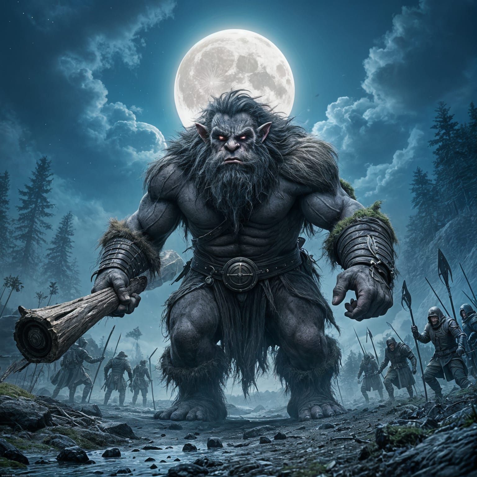 Colossal Moss Troll Leading Dark Army