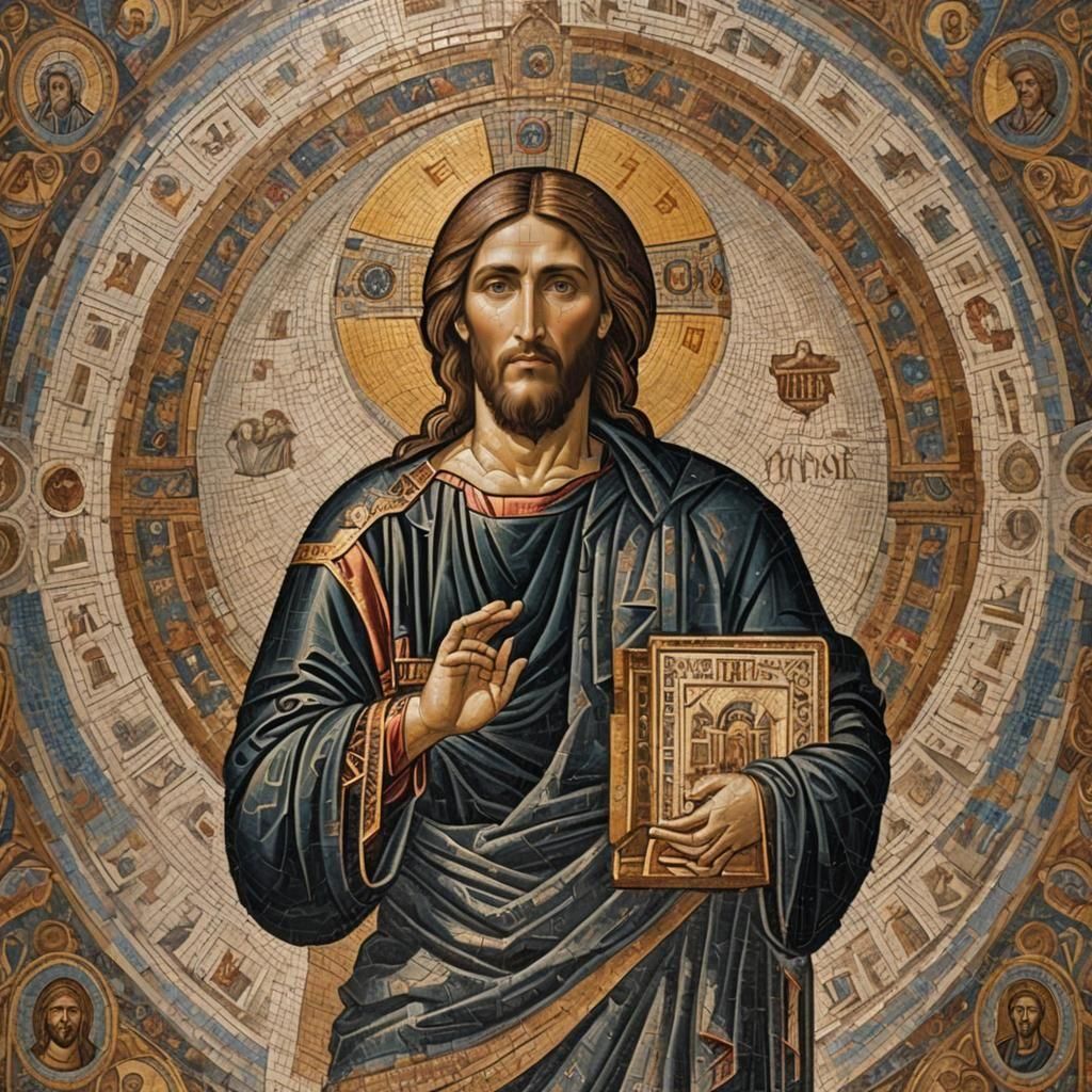 Detailed Mosaic of Christ Pantocrator