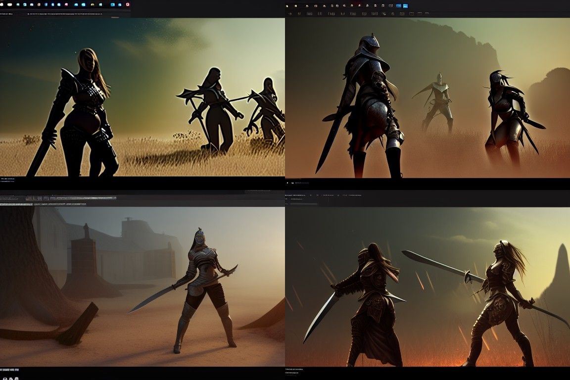 Epic Women Knights Battle in Wasteland Dawn