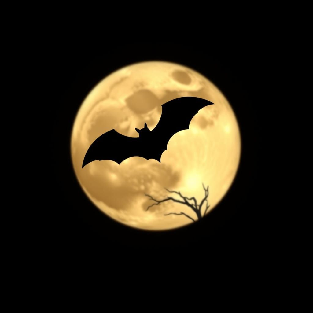 Ethereal Bat Silhouette on Lunar Surface