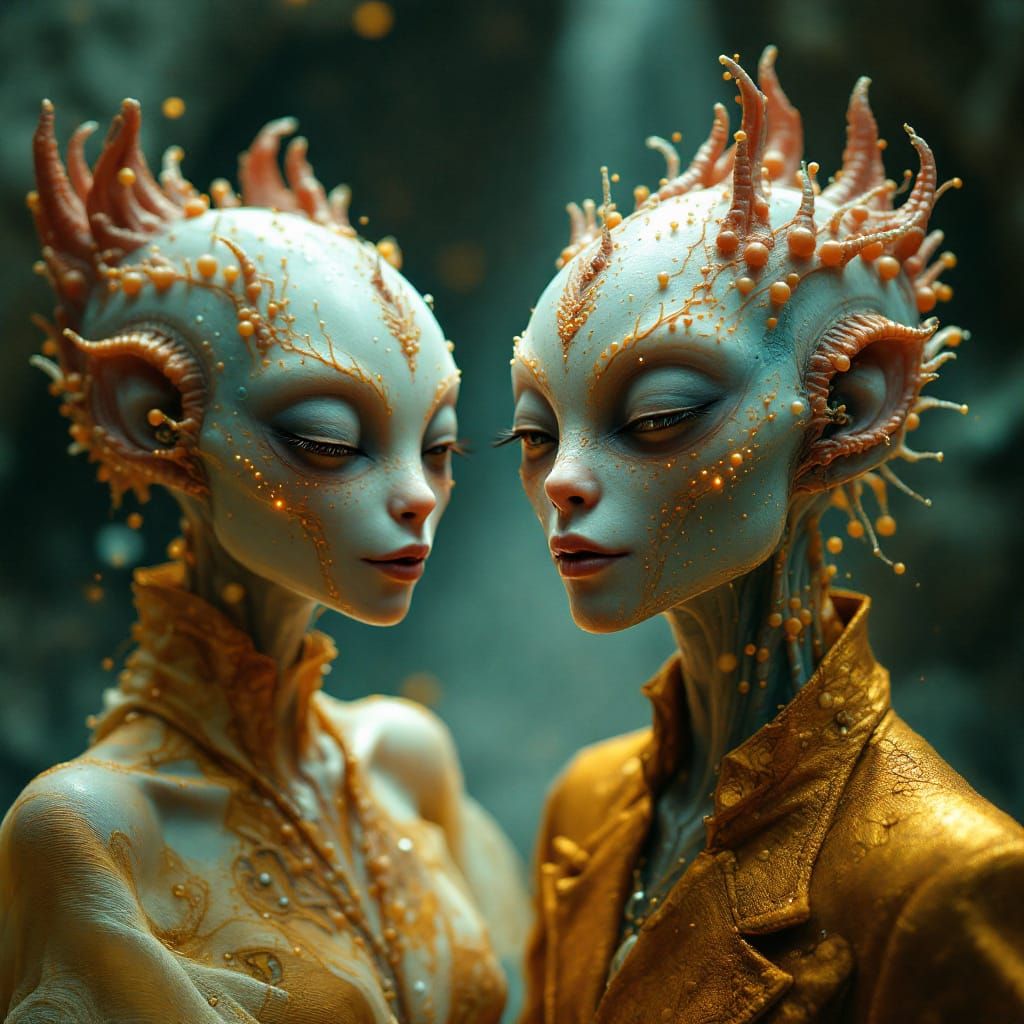 Smiling Alien Pets in Surreal Photorealistic Style