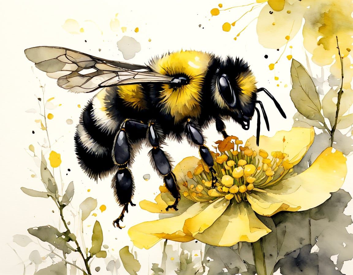 Realistic Bumblebee Soars in Vibrant Spring Garden