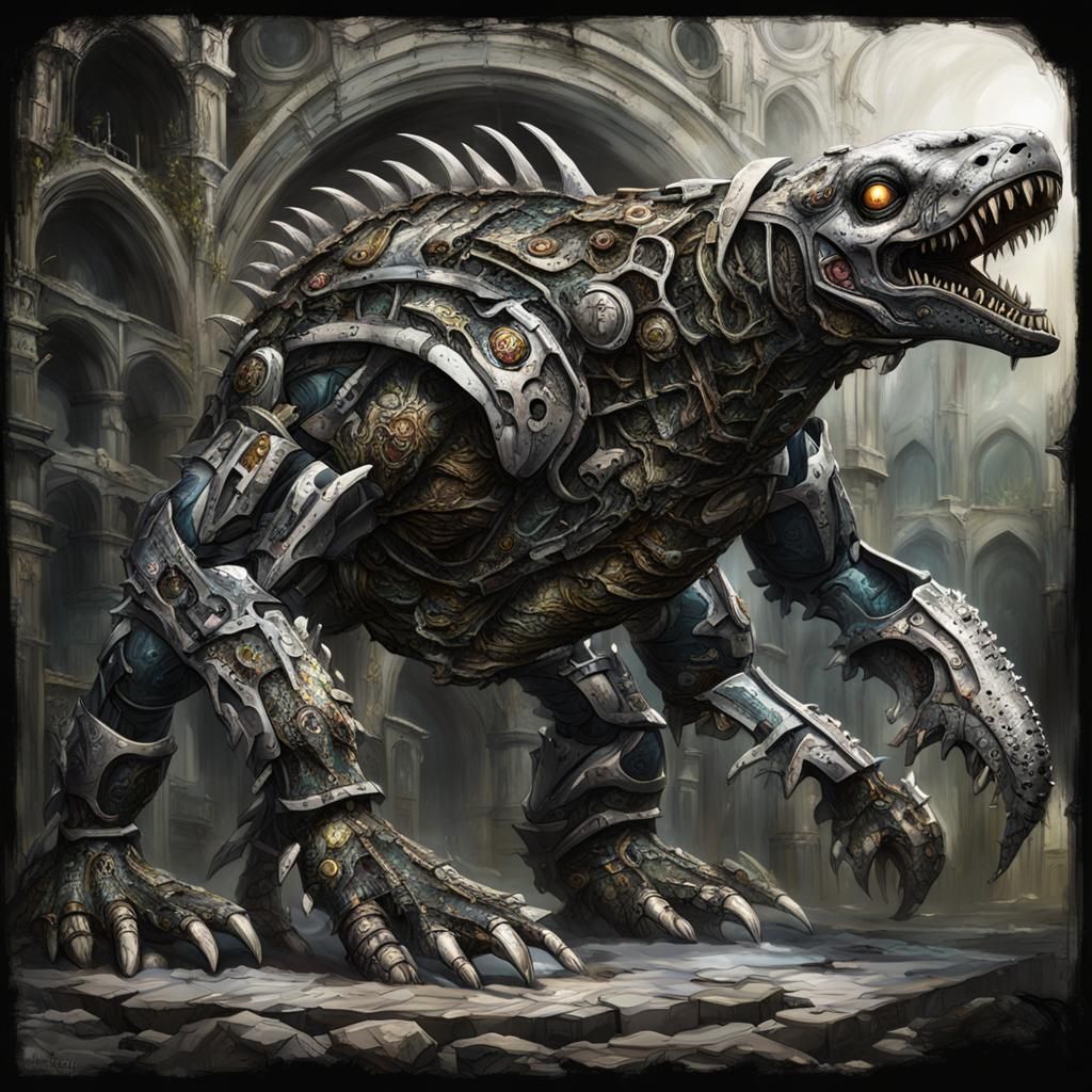 biomechanical undead multihead cyborg (mastiff orca cerberus...