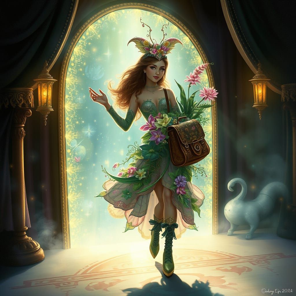 Time-Traveling Showgirl Emerges On Stage in Painterly Style