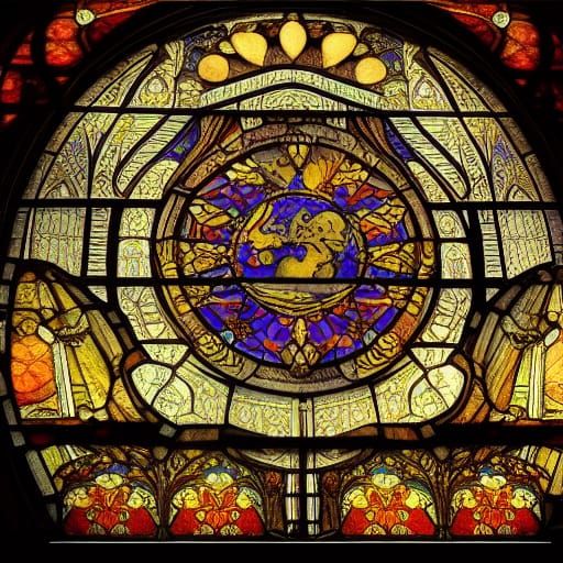 Intricate Stained Glass Digital Matte Painting