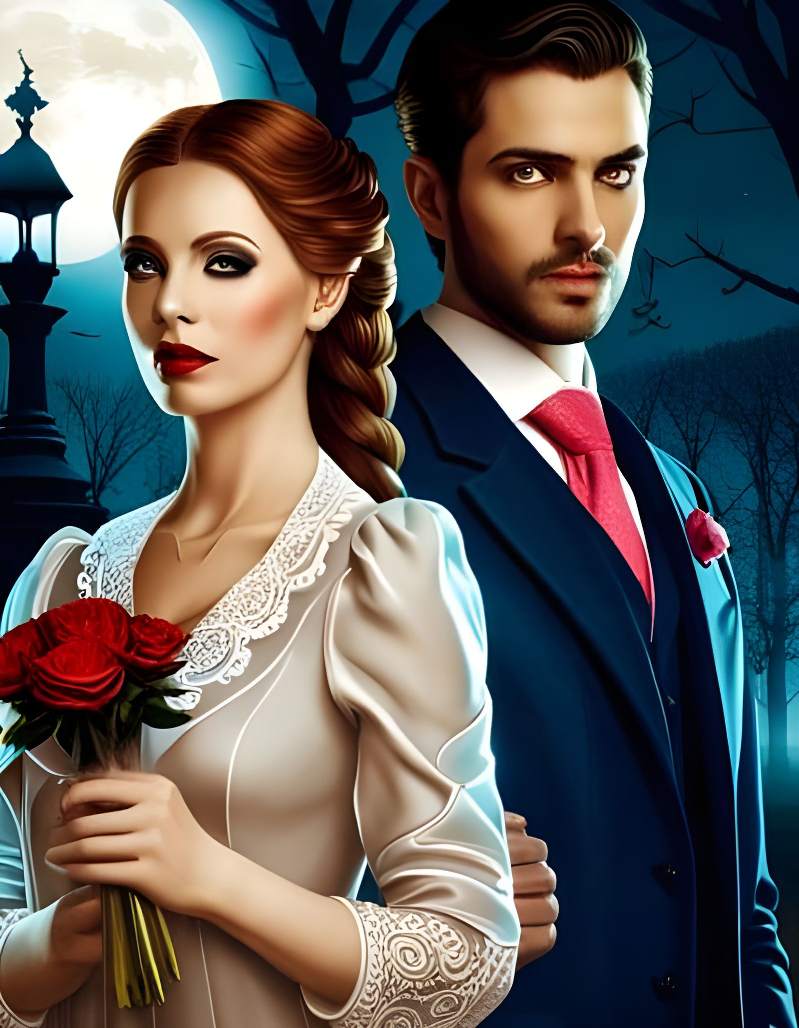 Ethereal Encounter: Ghost and Man in Park Setting