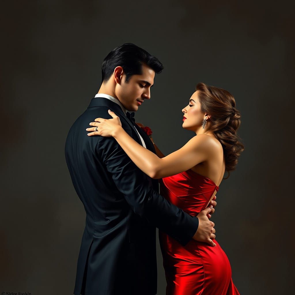 Elegant Tango Dancers in Oil Painting Style