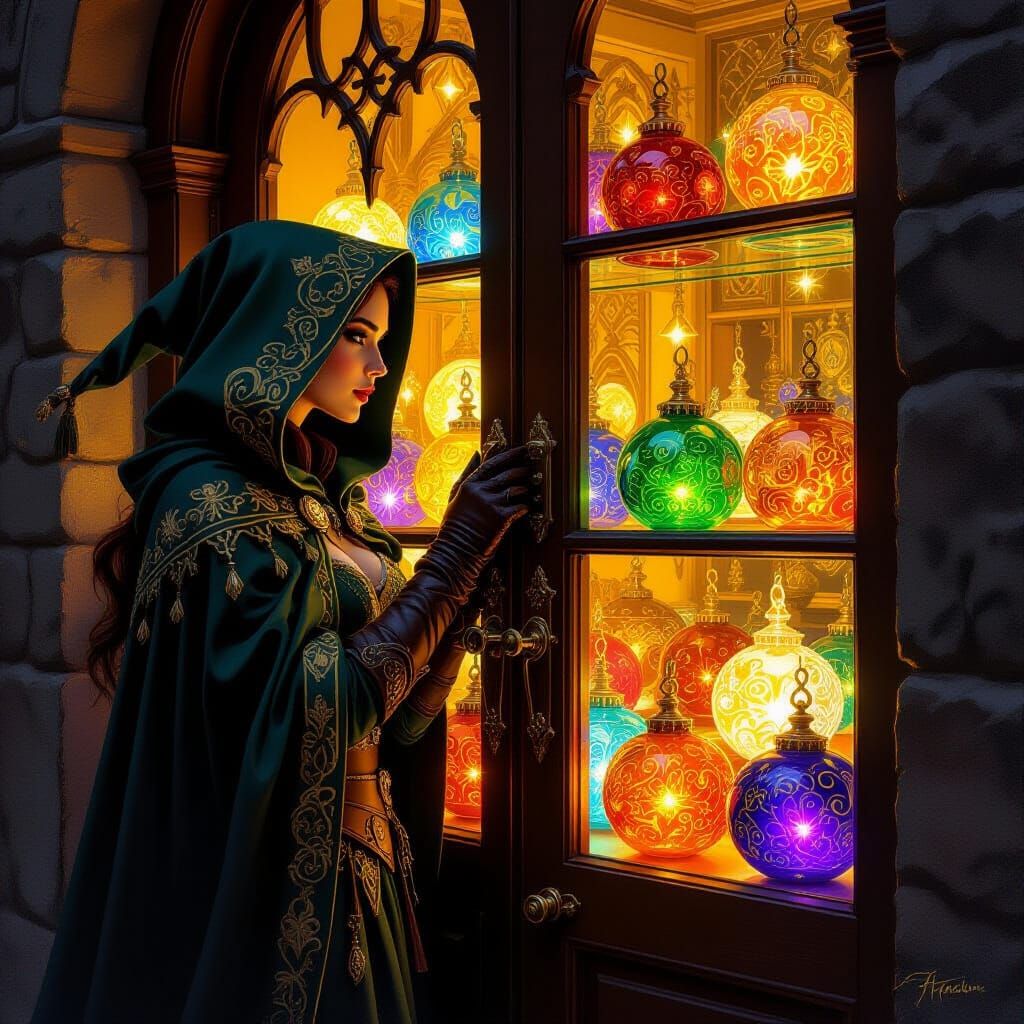 Fantasy Elf Locks Up Mystical Shop