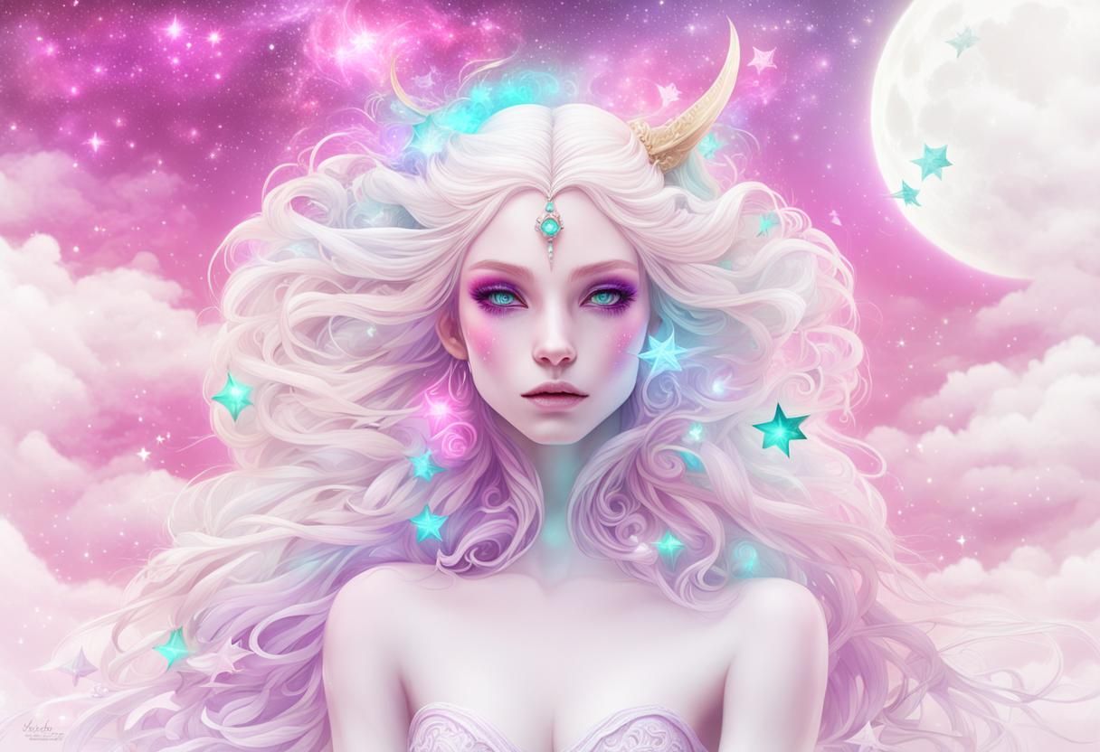 Celestial Sorceress Weaving Dreams in Stardust