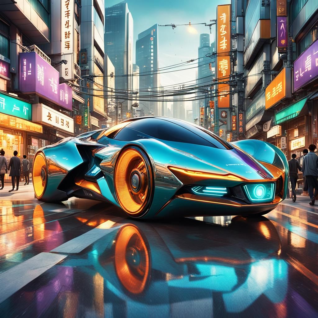 Futuristic Vehicle Speeds Through Seoul Streets