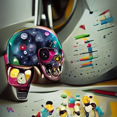 Colorful Skulls in Penumbra, Kandinsky Style
