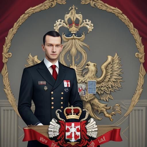 Formal Portrait of a Statesman Before Polish Flag