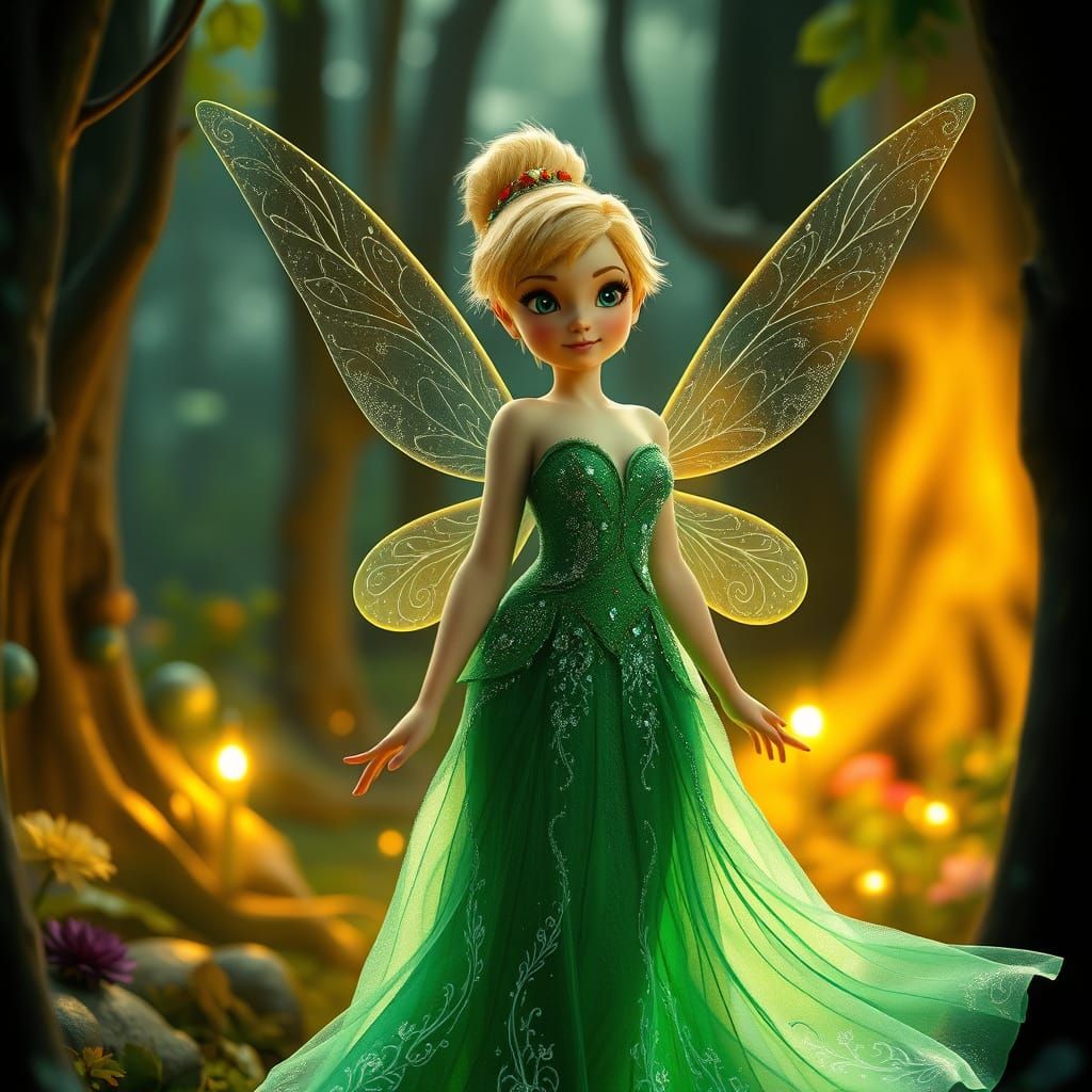 Tinkerbell in Enchanted Forest: A Fantasy Portrait