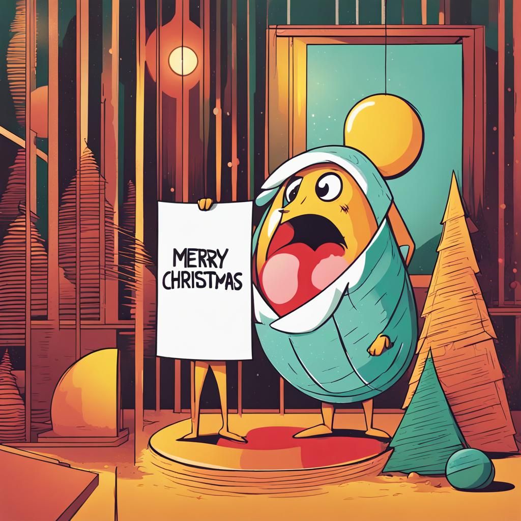 Festive Anthropomorphic Egg in Pop Art Style