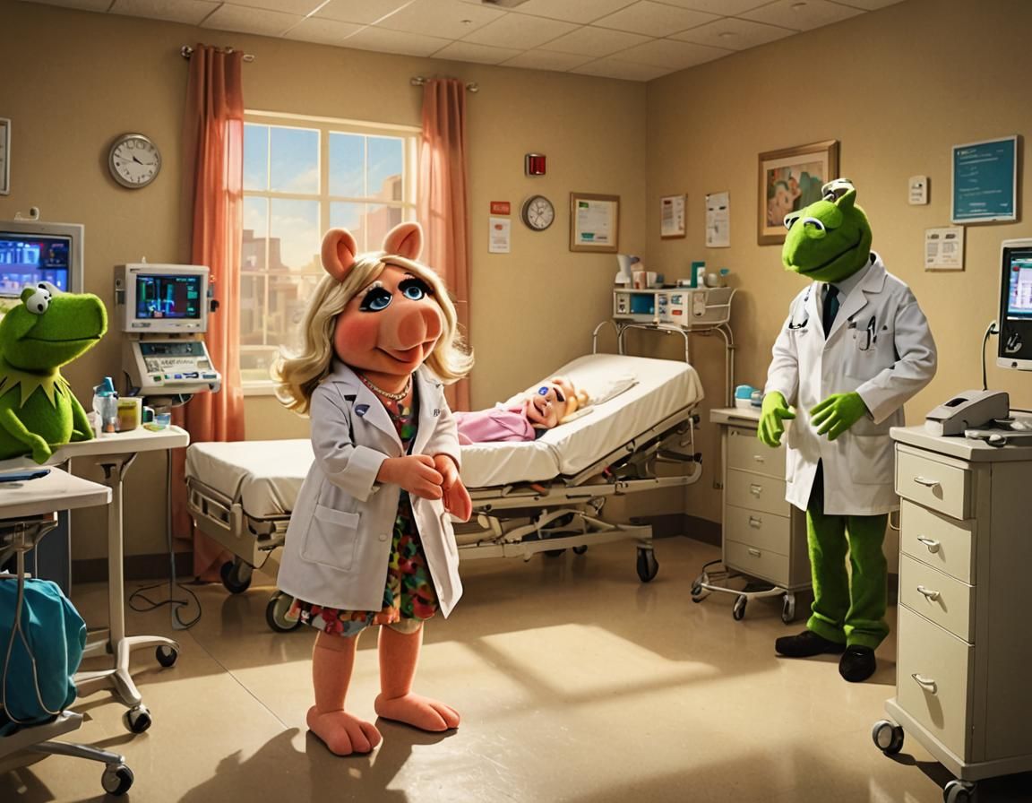 Muppets Visit Patient in Hospital, Comic Book Style
