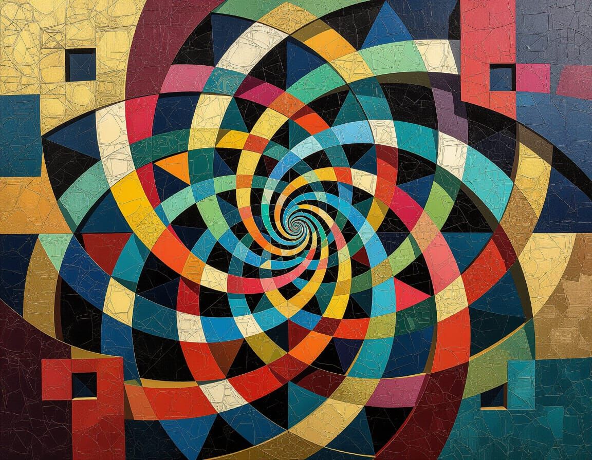 Abstract Spirograph Maze Painting with Vibrant Layers