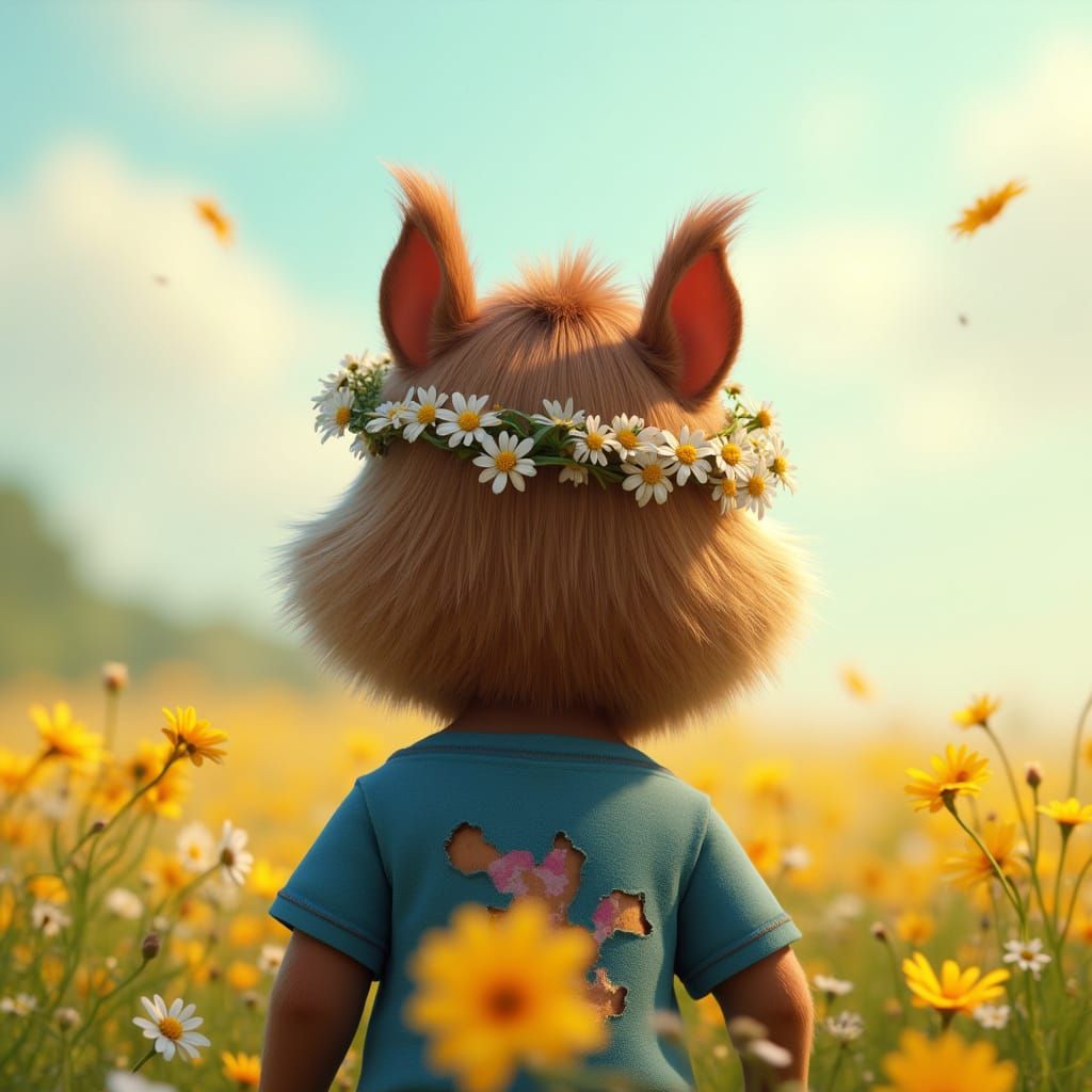 Chipmunk with Blonde Hair in Pixar-Style 3D Rendering