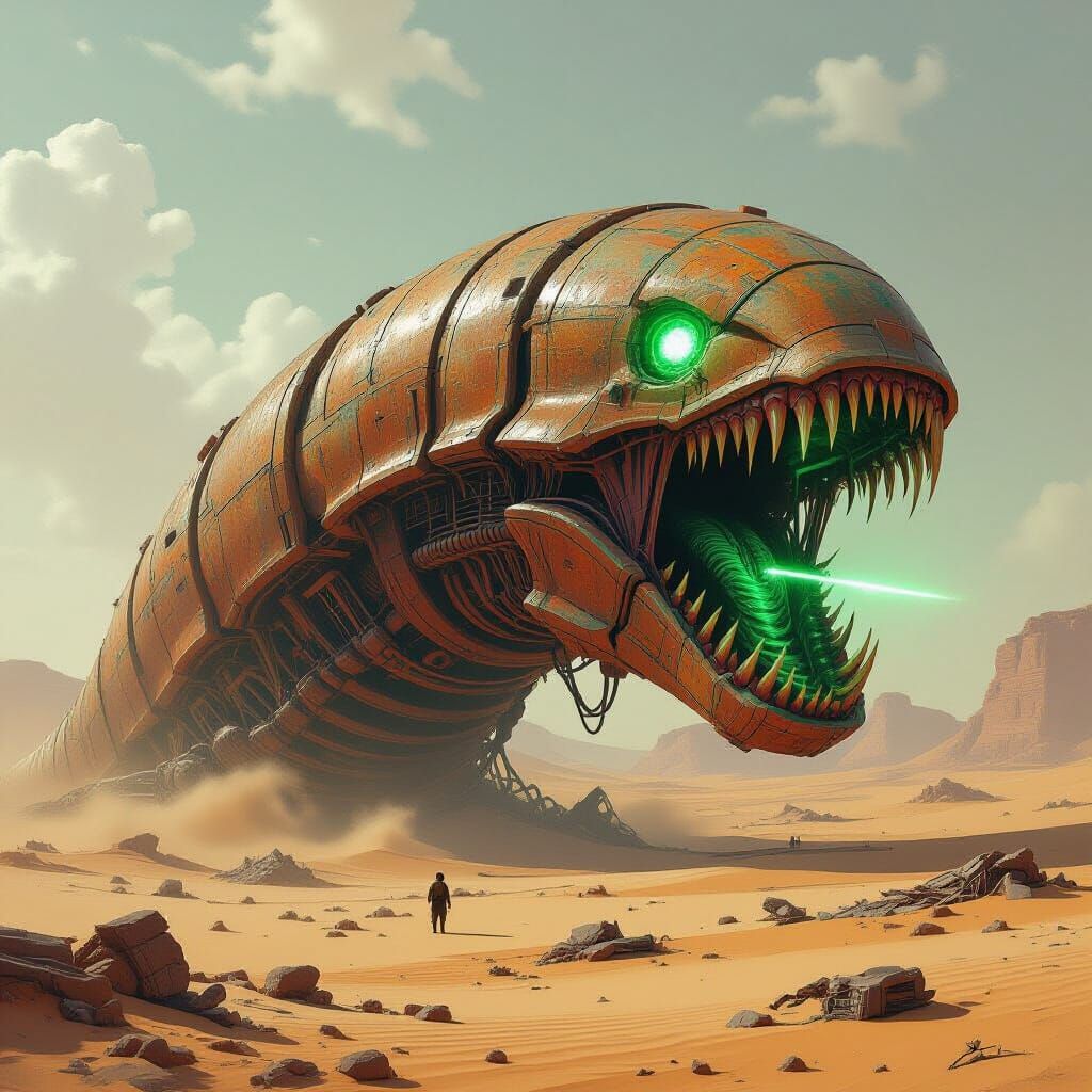 Colossal Biomechanical Sandworm on Tatooine